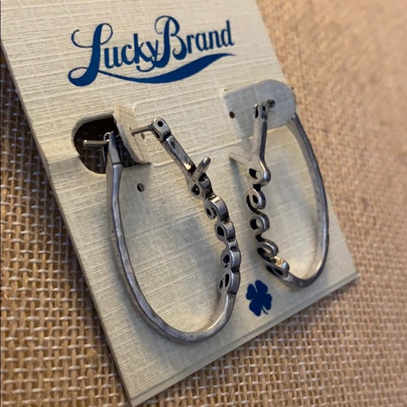 Lucky Brand Jewelry - NEW “peace” silver oval hoop earrings